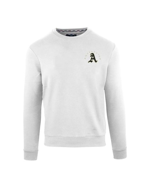 Aquascutum Baumwoll-sweatshirt langarm rundhalsausschnitt in White für Herren