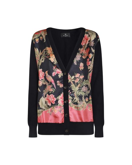 Etro Black Blaue wollstrickpullover prints