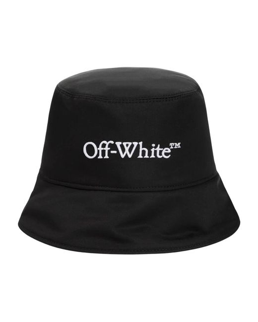 Off-White c/o Virgil Abloh Black Schwarzer und weißer bookish bucket hat,buchiger eimer hut schwarz weiß