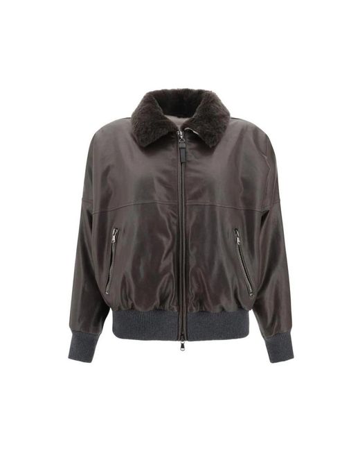Faux Fur & Shearling Jackets di Brunello Cucinelli in Gray