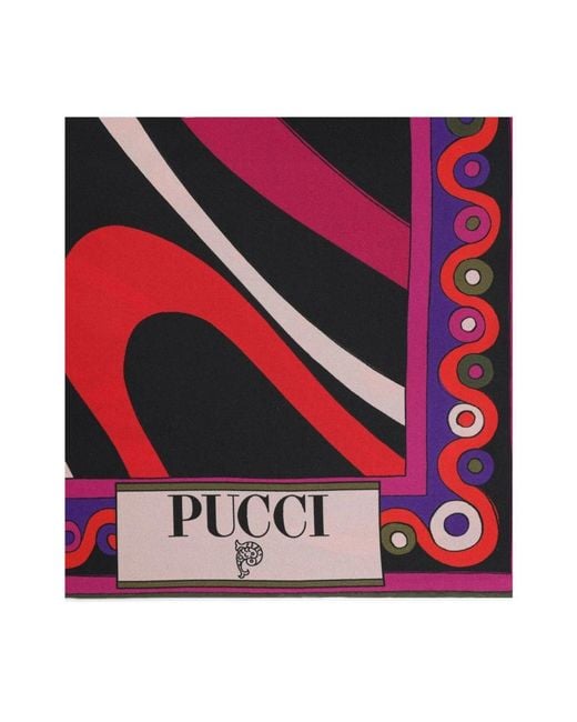 Emilio Pucci Multicolour Bedrukte Zijden Sjaal in het Red