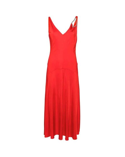 Lanvin Red Flame a-linie ärmelloses midi-kleid