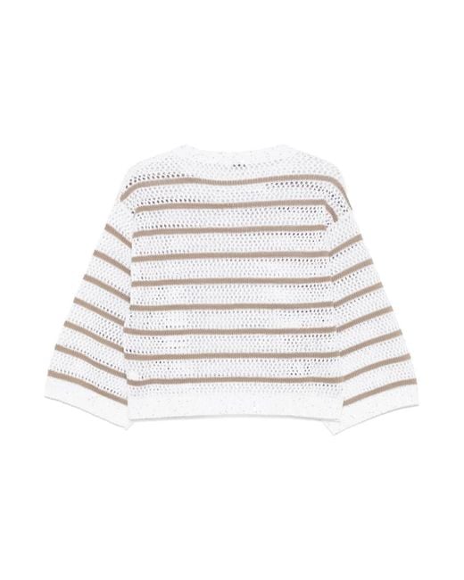 Brunello Cucinelli White Round-Neck Knitwear