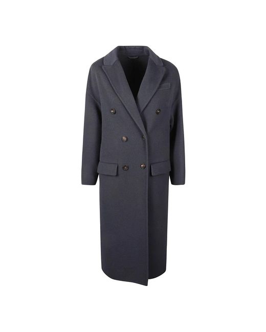 Brunello Cucinelli Blue Double-Breasted Coats