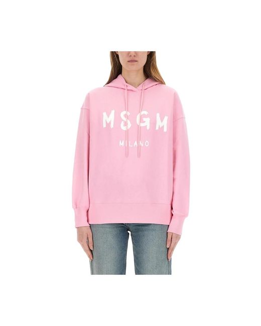 MSGM Logo-Print Hoodie in het Pink