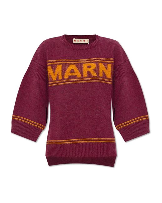 Marni Truien & Vesten ,Rood ,Wol Trui Met Splitten in het Red