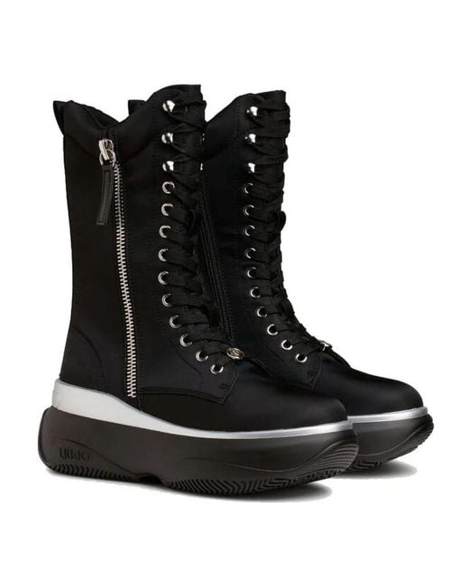 Liu Jo Black Lace-Up Boots