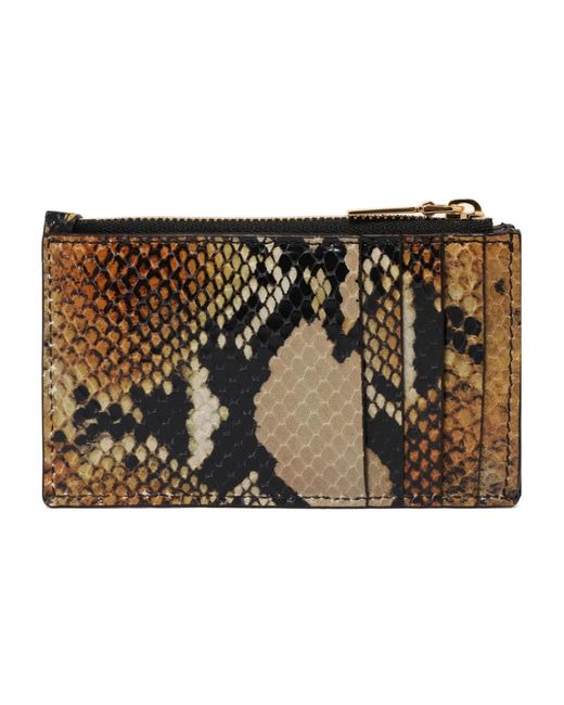 McQueen Accessoires ,Bruin ,Leer Slangenprint Kaarthouder Portemonnees in het Metallic
