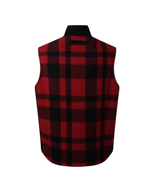 Junya Watanabe Jassen ,Veelkleurig ,Katoen Mackinaw Wool And Leather Vest in het Red voor heren