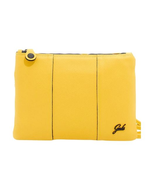 Gabs Yellow Schwarze Lederschultertasche Mit Reißverschluss