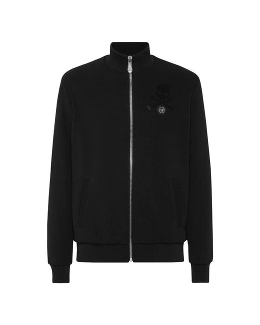 Philipp Plein Hoodies & Sweatvesten ,Zwart ,Katoen Jacket Scheleton Strass in het Black voor heren