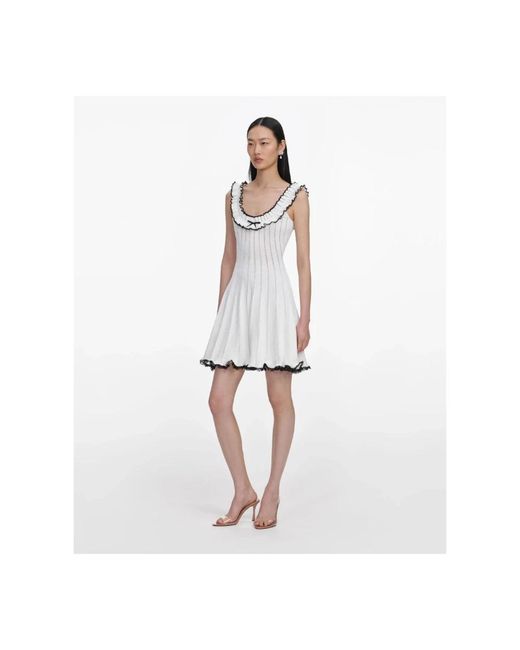 Self-Portrait White Knitted Dresses