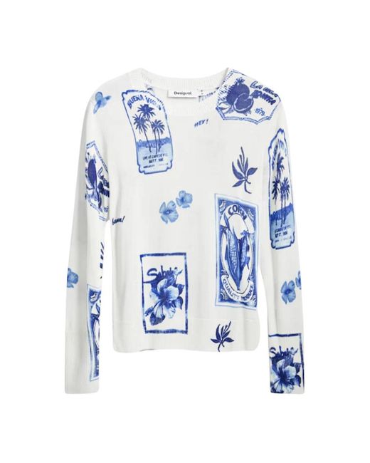 Desigual Blue Round-Neck Knitwear