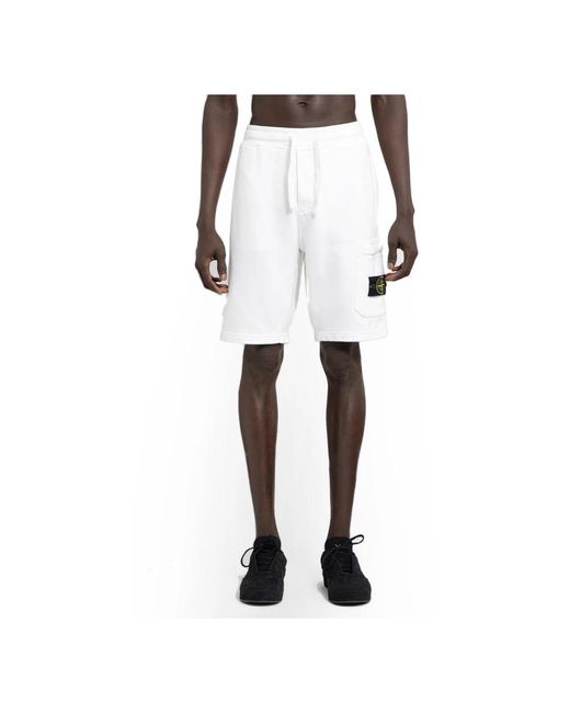 Stone Island Weiße bermuda-shorts mit taschen,casual denim shorts für männer in White für Herren