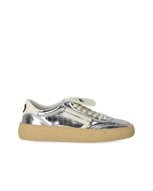 PURAAI Gray Silberner Reptil-Effekt Sneaker Mit Weißen Details