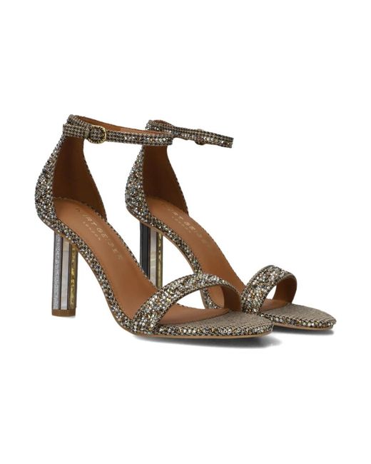 Kurt Geiger Brown Goldene Absatzsandalen Für Sommerpartys