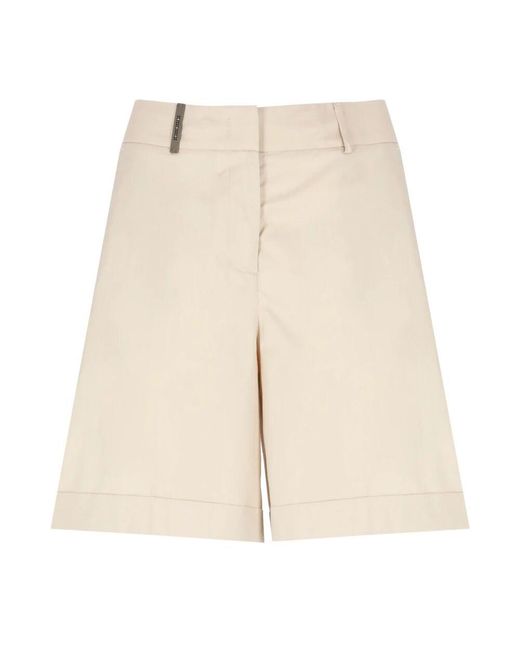 Peserico Natural Baumwollshorts Mit Lederdetail