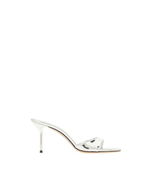 Paris Texas White Heeled Mules