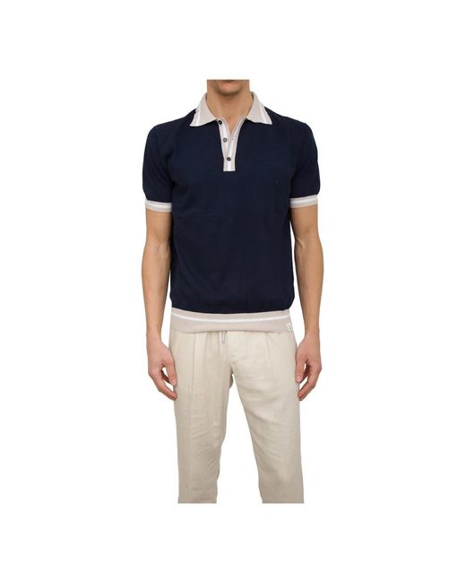 Peuterey Tops ,Blauw ,Katoen Blauw Gebreid Poloshirt in het Blue voor heren
