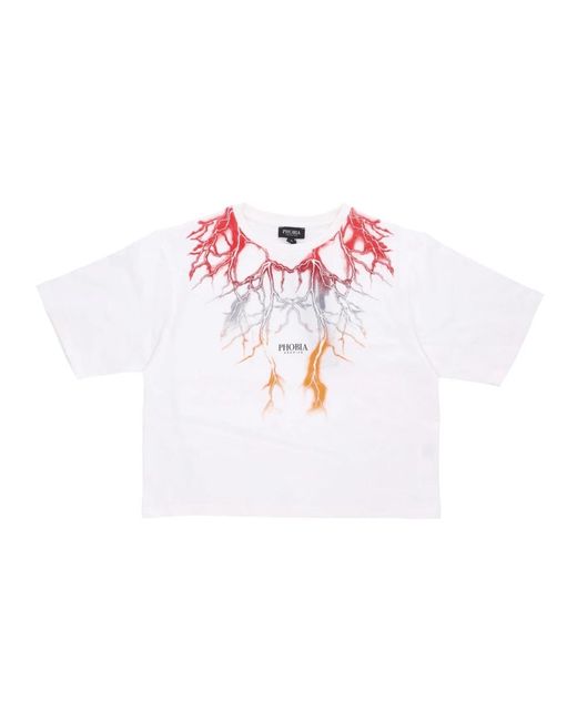 PHOBIA ARCHIVE Lightning Crop Tee in het White