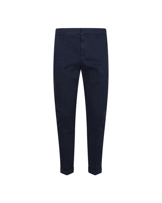 Dondup Broeken ,Blauw ,Katoen Blauwe Broek Lage Taille Regular Fit in het Blue voor heren