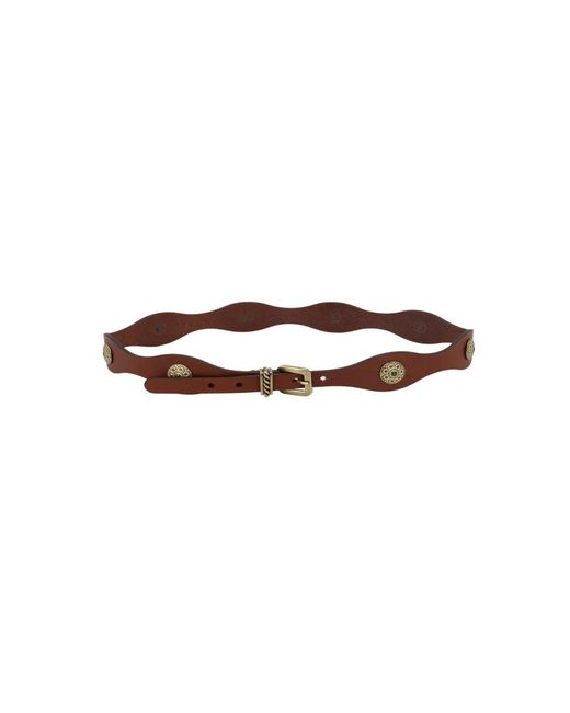 Etro Brown Ledergürtel Mit Schmucksteinen