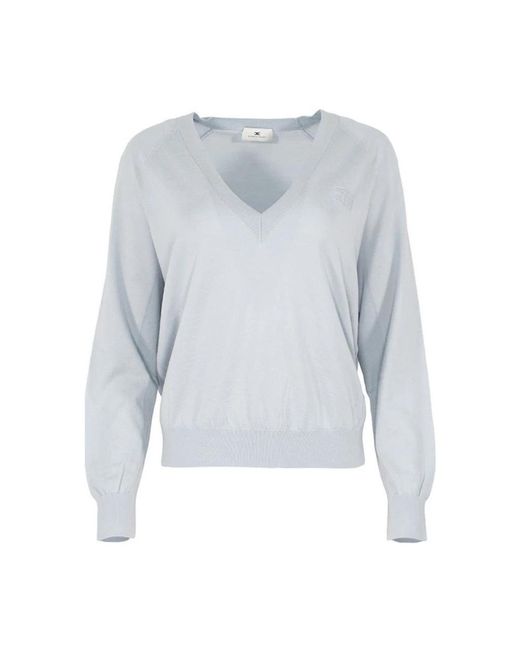 V-Neck Knitwear Elisabetta Franchi en coloris Blue