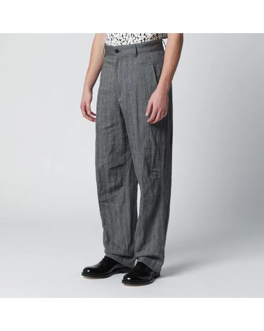 Dries Van Noten Gray Straight Trousers for men