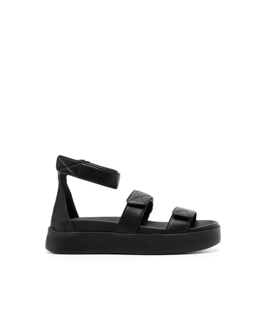 Santoni Black Flat Sandals
