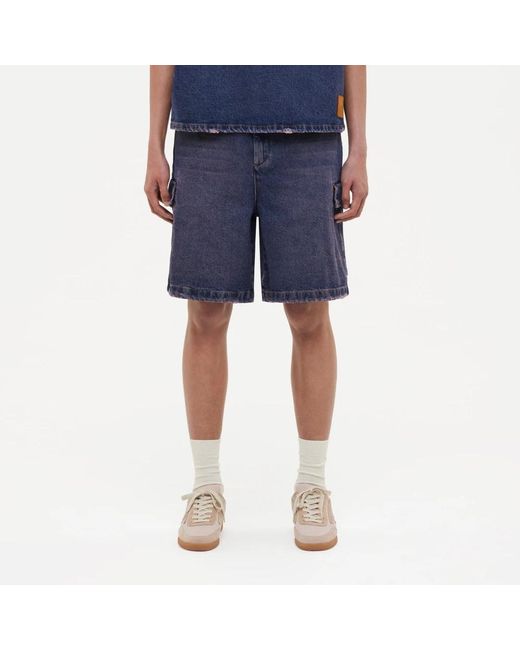 flâneur Wash Cargo Denim Shorts in het Blue voor heren
