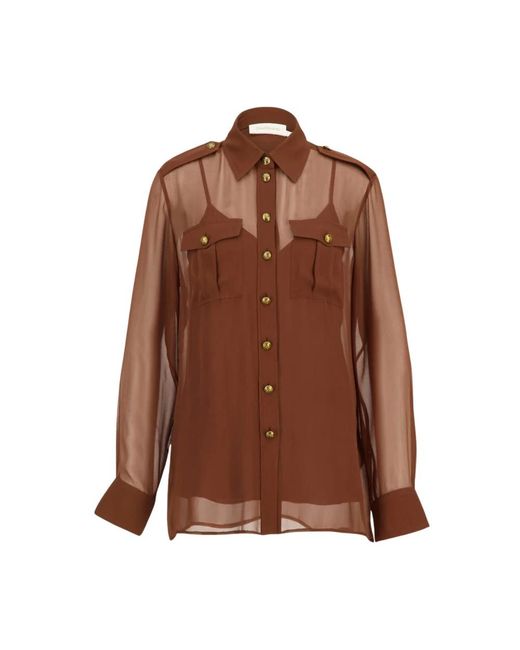 Zimmermann Overhemden ,Bruin ,Memento Pocket Shirt in het Brown