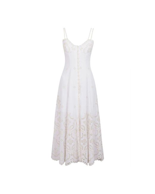 Charo Ruiz White Ivory leinen baumwollmischung kleid