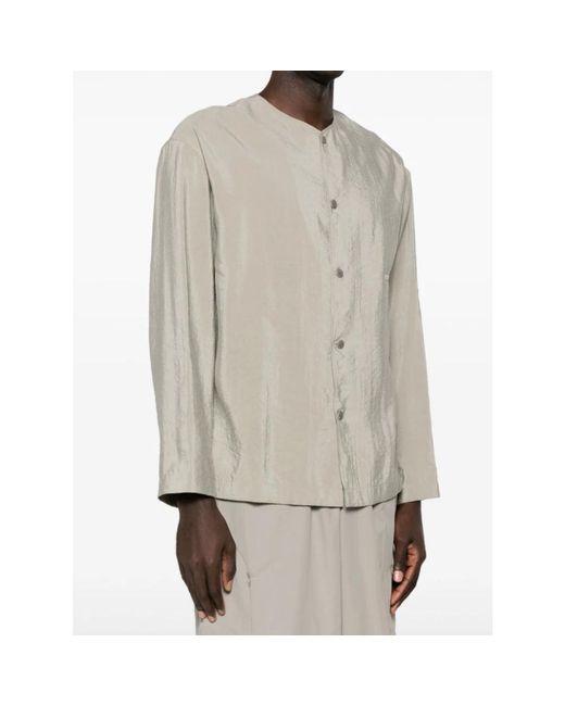 Lemaire Hellgrau kragenloses hemd in White für Herren