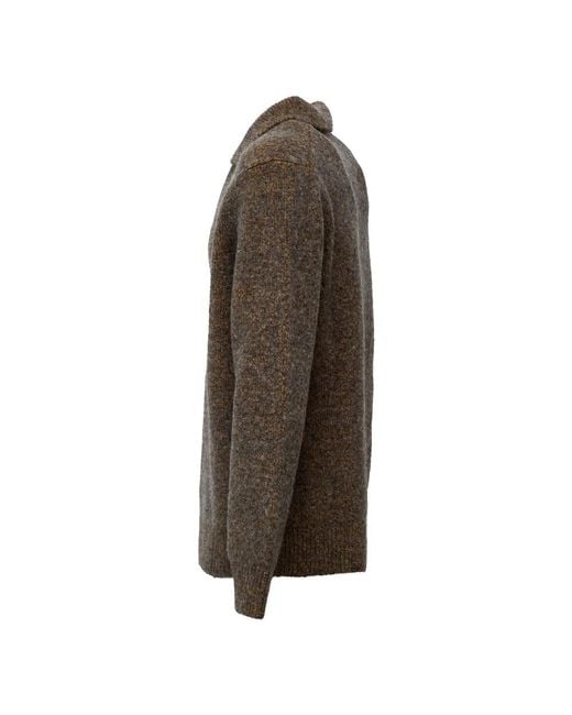 Amaranto Brown V-Neck Knitwear for men