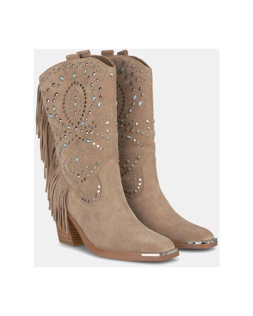 Alma En Pena. Brown Halbstiefel mit nietenabsatz