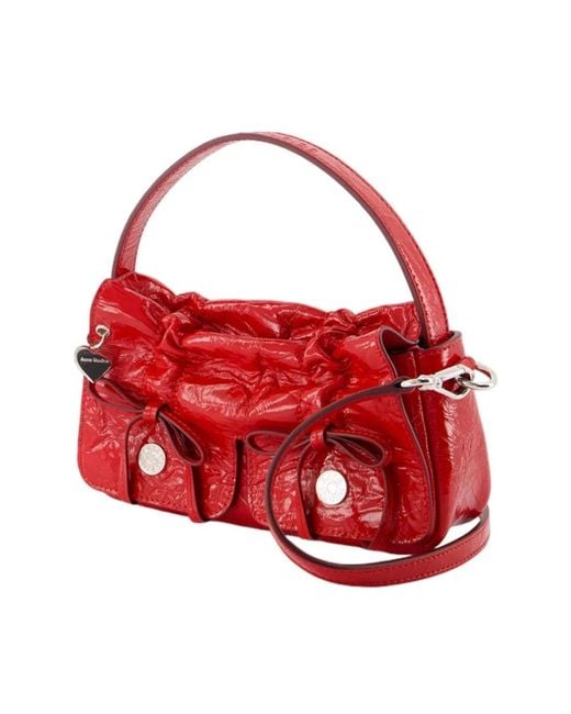 Acne Red Rote Gesteppte Leder Umhängetasche