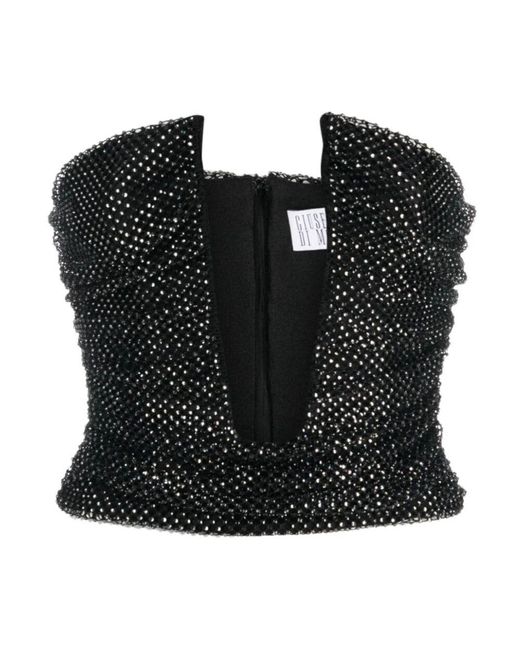 GIUSEPPE DI MORABITO Black Rhinestone Top Für Frauen