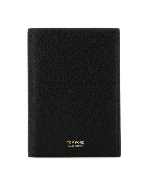 Tom Ford Accessoires ,Zwart ,Stijlvolle Zwarte Leren Paspoorthouder in het Black voor heren