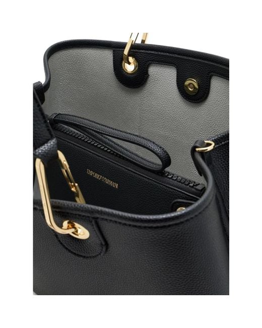 Emporio Armani Black Schwarze Pebble-Leder-Tote-Tasche