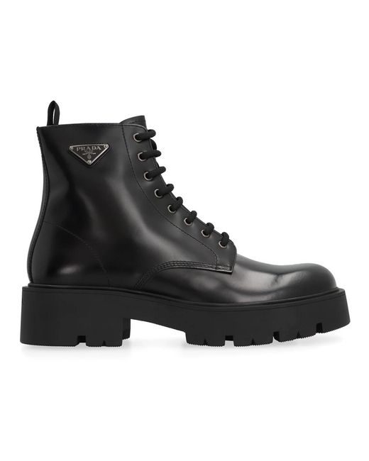 Prada Black Lace-Up Boots for men