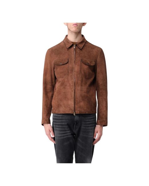 Salvatore Santoro Brown Leather Jackets for men