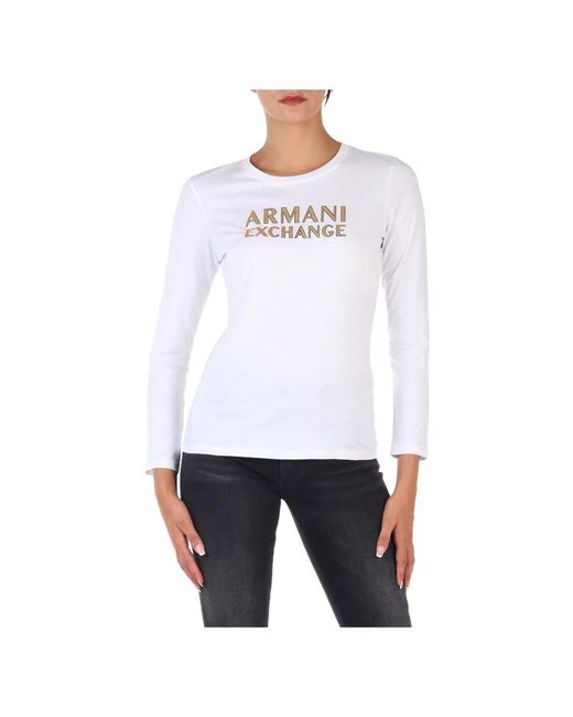Armani Exchange White Long Sleeve Tops