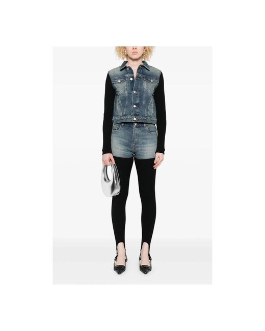 Coperni Jassen ,Blauw ,Denim Blauwe Denimjack Met Geribbelde Mouwen in het Blue