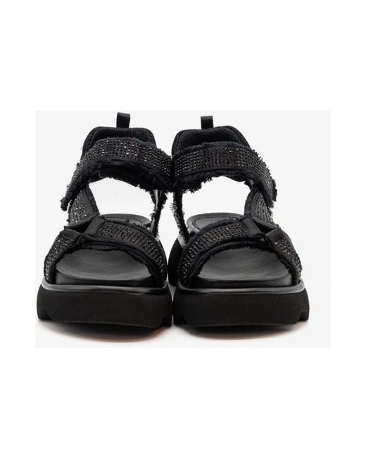 Jeannot Black Flat Sandals