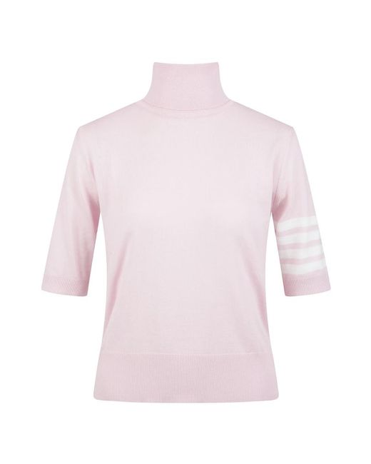 Thom Browne Truien & Vesten ,Roze ,Wol Trui Met Korte Mouwen Van Wolmix in het Pink
