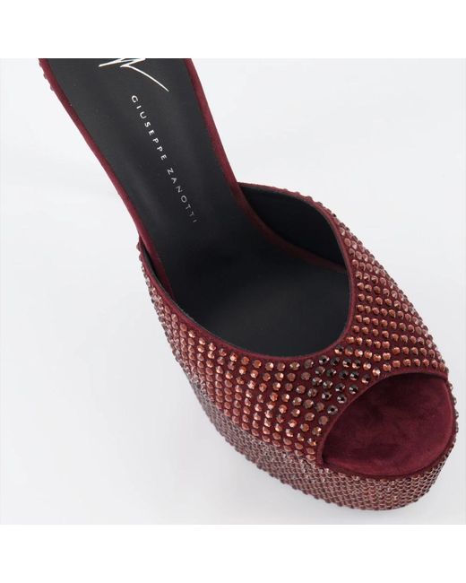 Giuseppe Zanotti Red Kristallverzierte leder-high-heel-sandalen