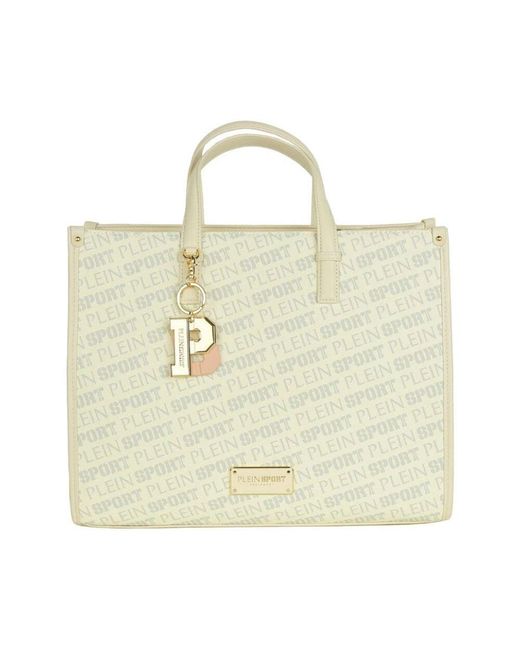 Philipp Plein Metallic Weiße einkaufstasche mit schultergurt
