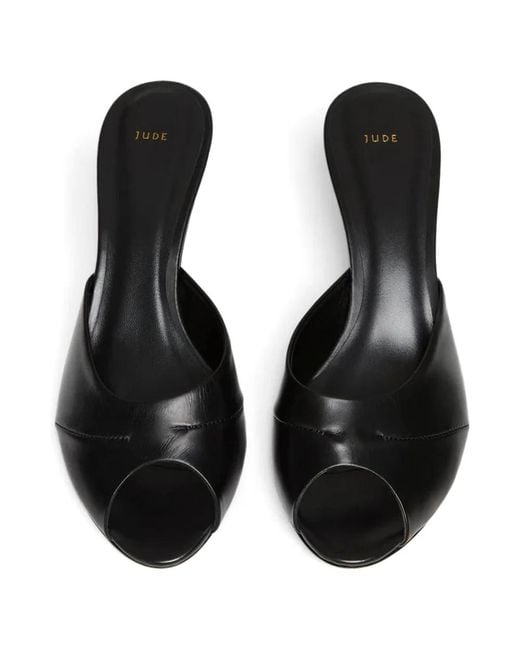 Jude Black Heeled Mules