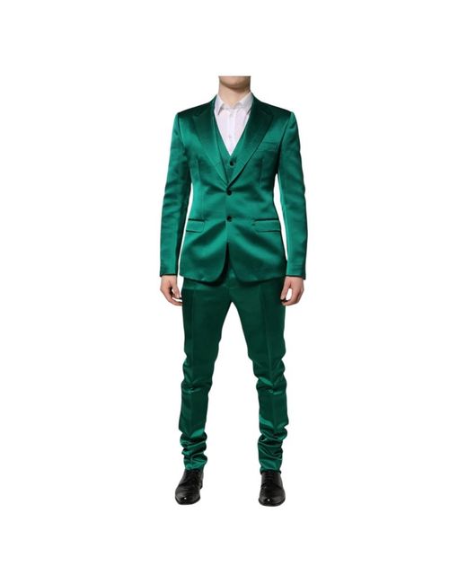 Dolce & Gabbana Green Single Breasted Suits for men