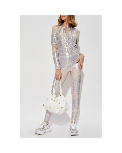 Versace Gray Leggings mit la coupe des dieux-print